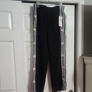 Black Joggers with Pink Bow Accents